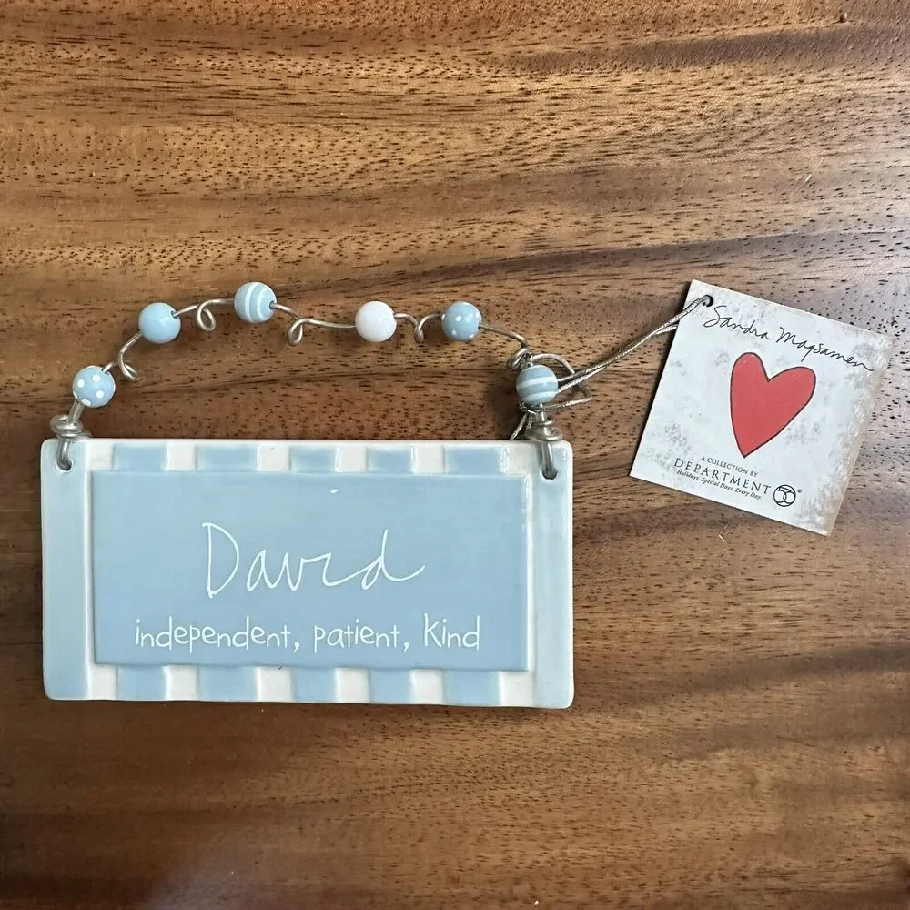 Department 56 Sandra Magsamen Boys Name Tag Ornament Decor Ceramic Plaque DAVID